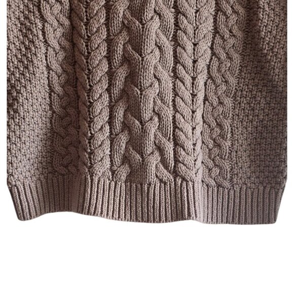 Aerie Brown Cable Knit Cotton Blend Crew Neck Sweater Sz XS - Picture 5 of 10